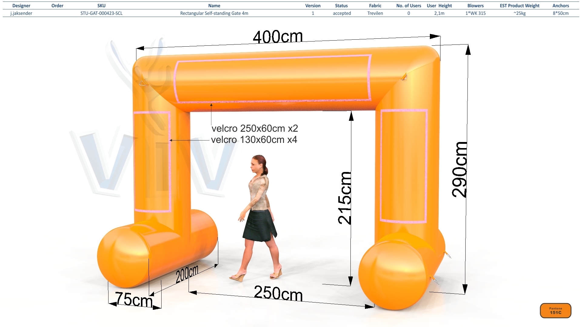 Rectangular Self - standing gate 4 m commercial promotional inflatable gate