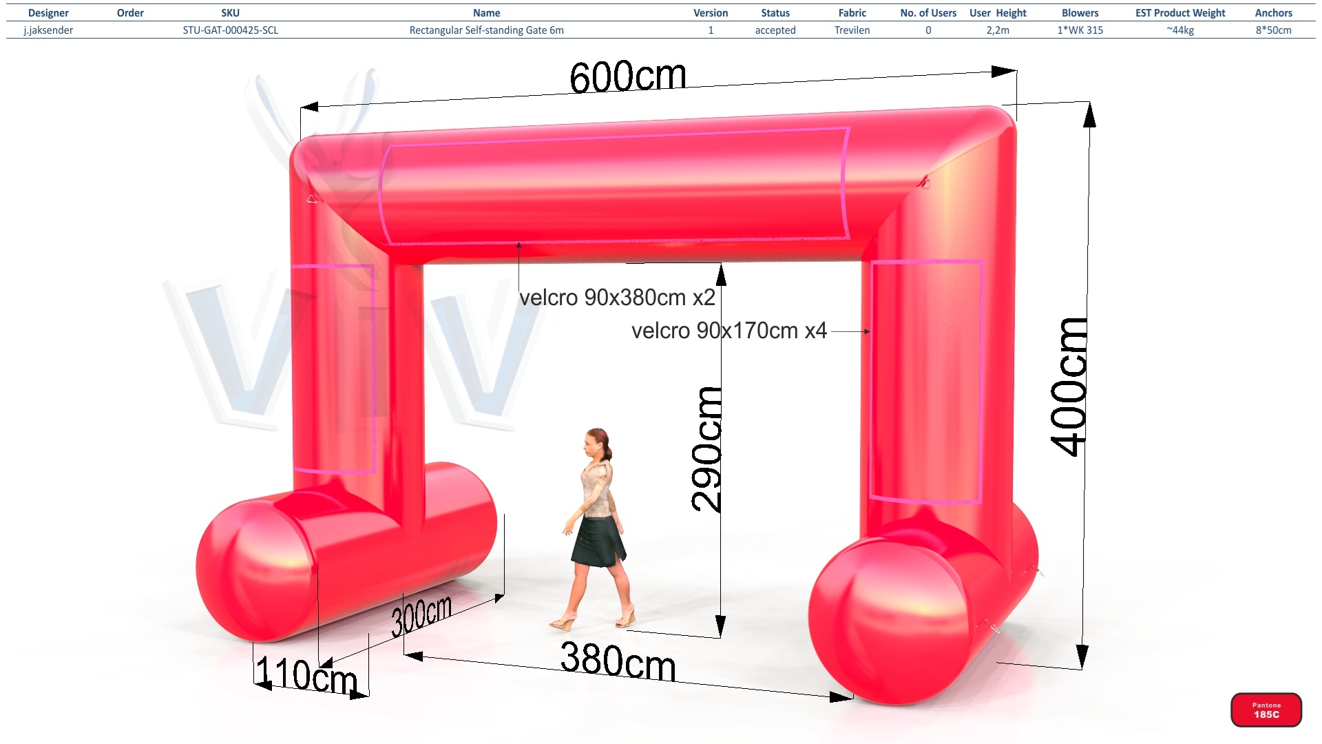 Rectangular self - standing gate 6 m commercial promotional inflatable gate