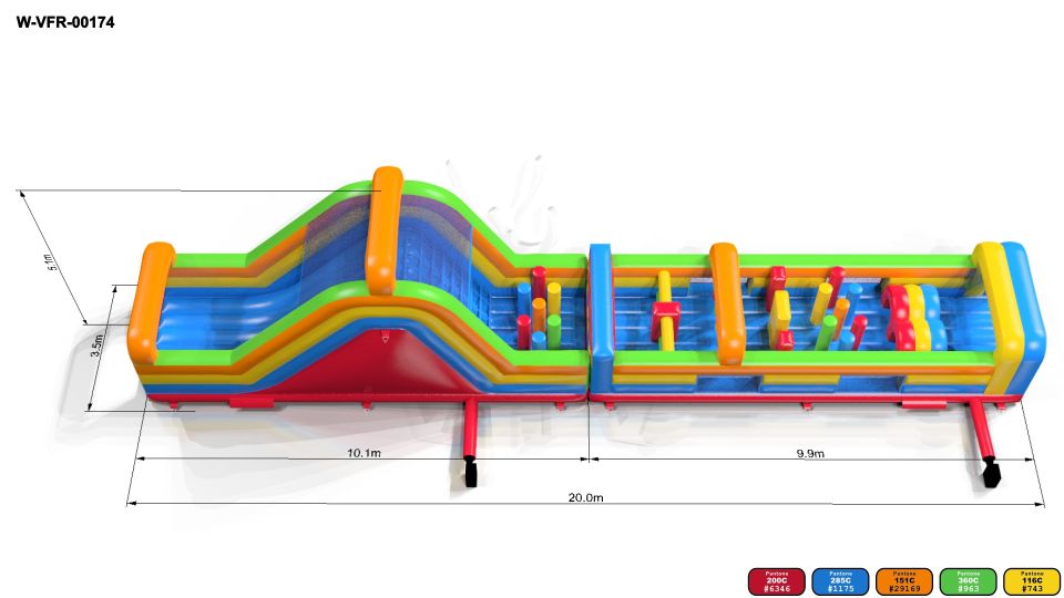 Obstacle Course Challenge - 20,0 x 3,5 x 5,1 m commercial inflatable obstacle course
