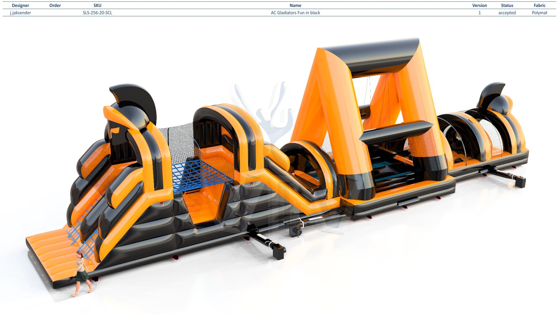 Active Center Gladiators with nets - Collection Fun in Black commercial inflatable obstacle course