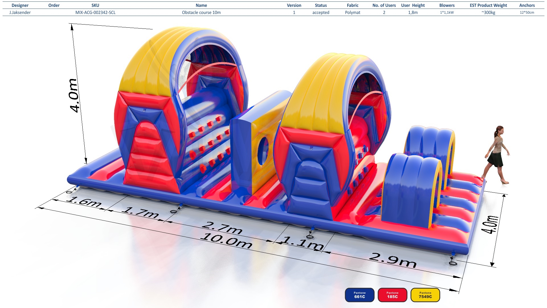 Obstacle course 10 m commercial inflatable obstacle course