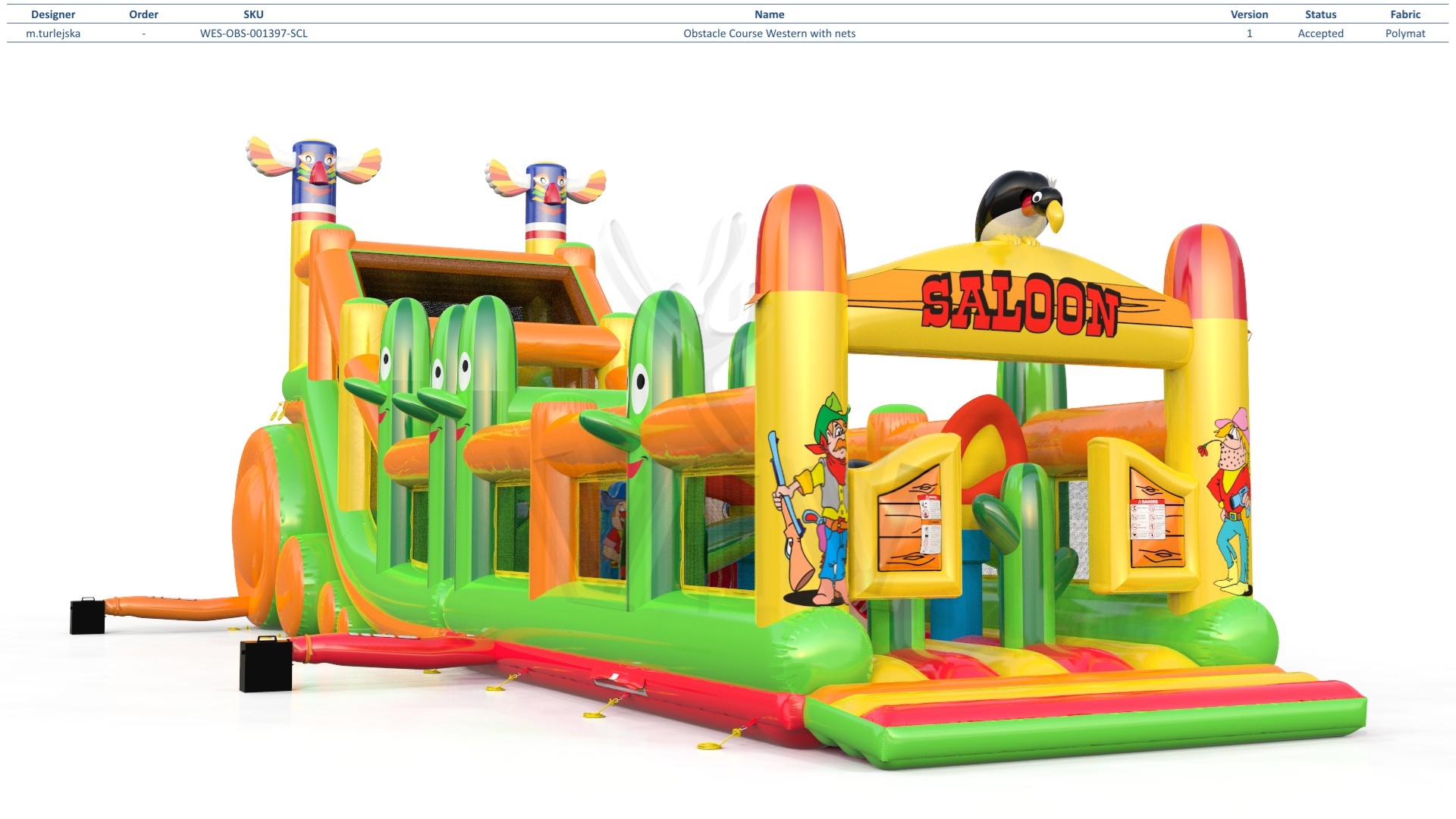 Obstacle Course Western with nets commercial inflatable obstacle course