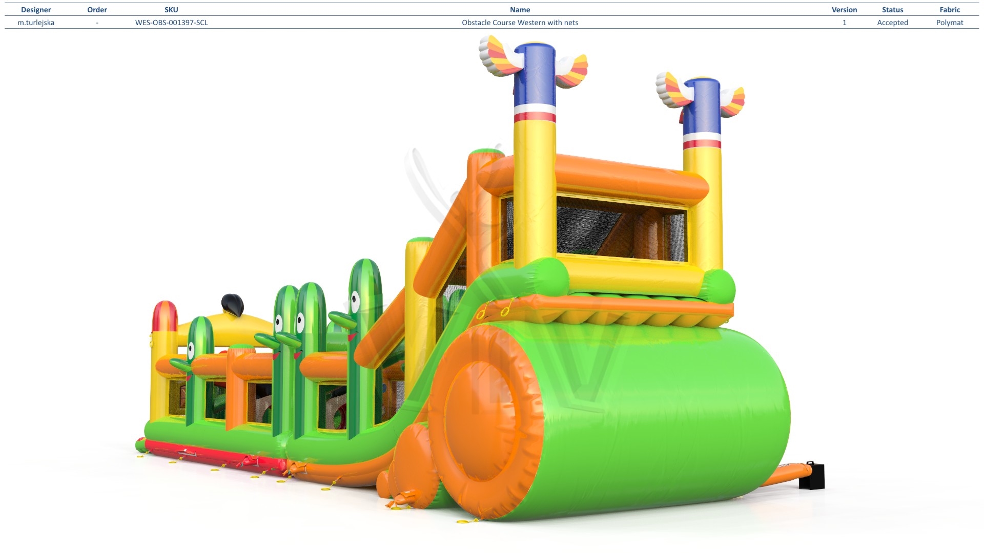 Obstacle Course Western with nets commercial inflatable obstacle course