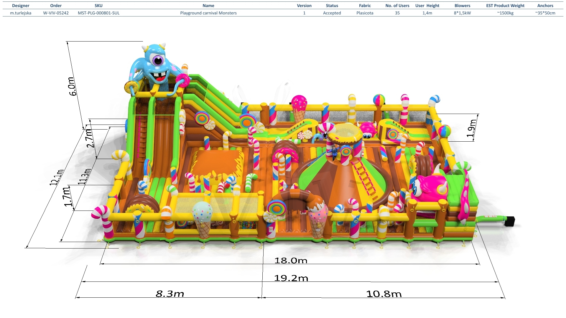Copy of Playground Micro Monsters (full floor) commercial inflatable playground