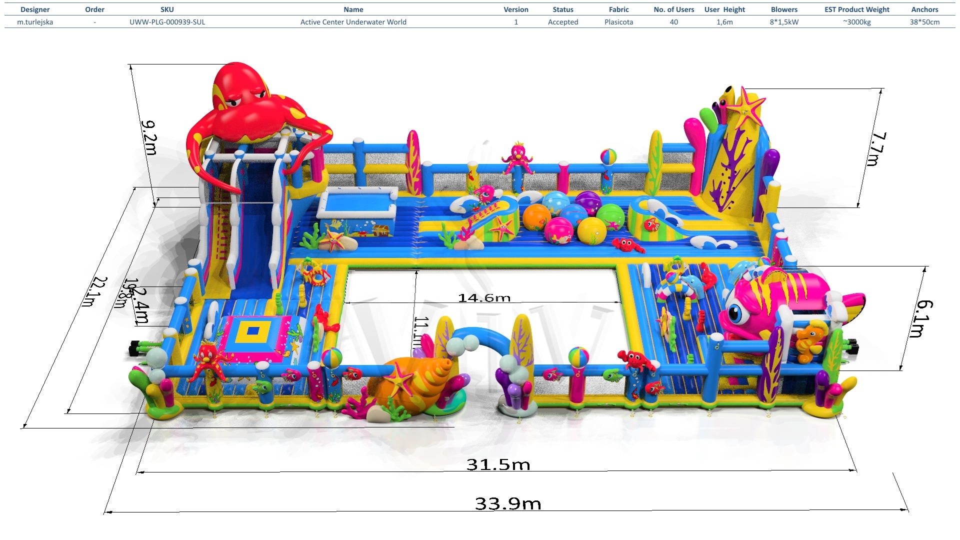 Playground Mini Underwater World commercial inflatable playground