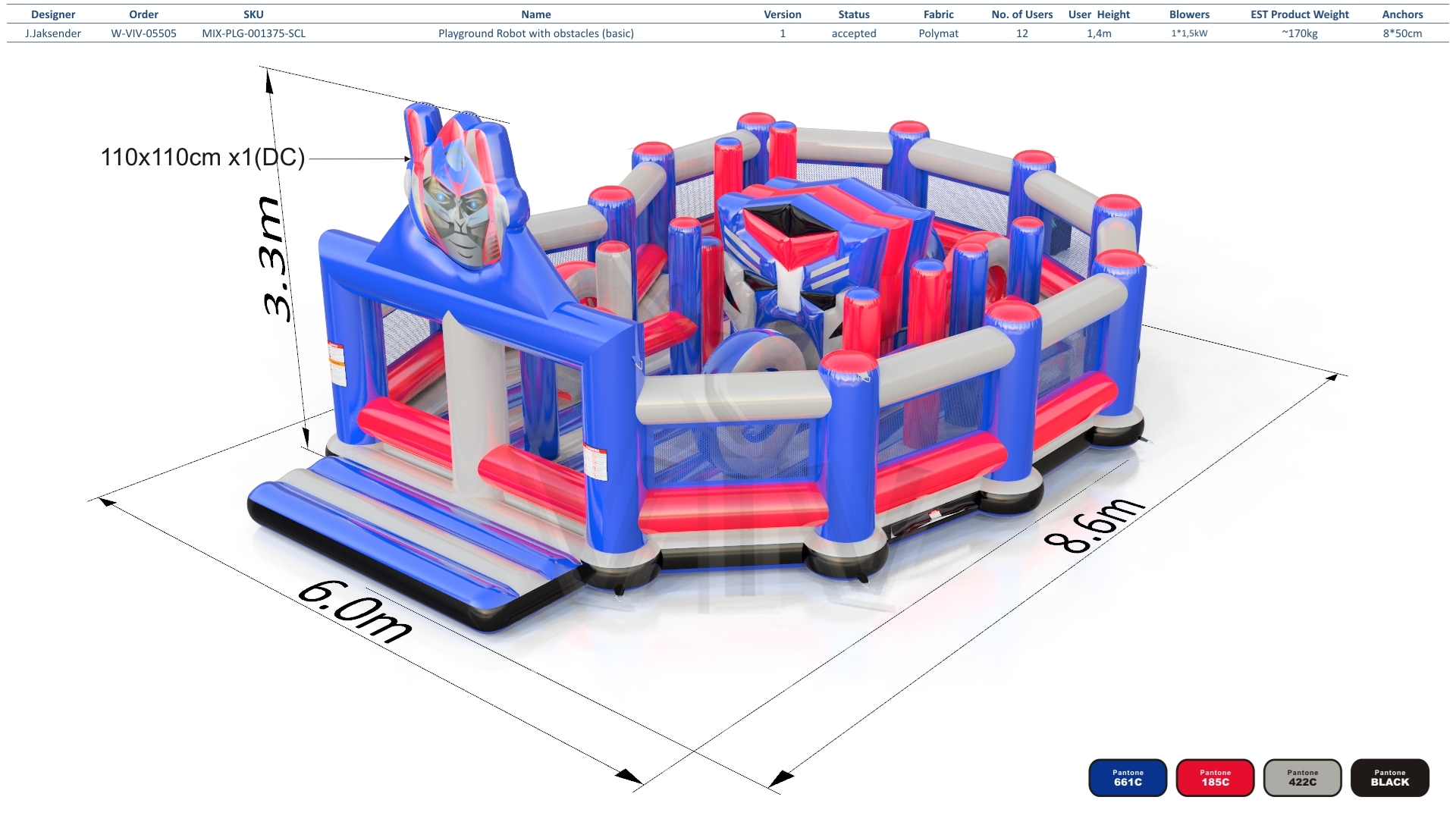 Playground Robot with obstacles and figures commercial inflatable playground
