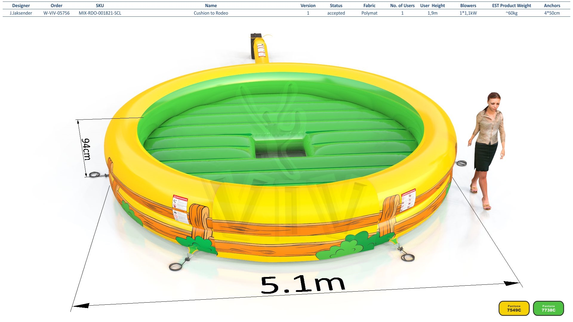 Air cushion for Rodeo (with sponges) commercial mechanical rodeo attraction