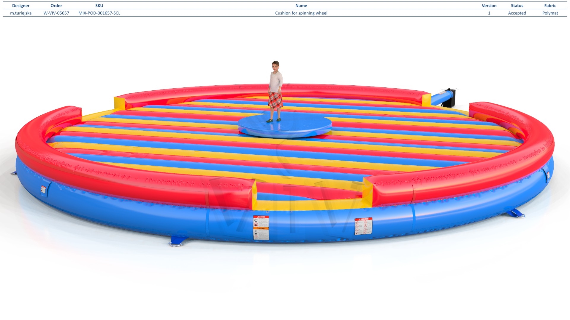 Air cushion for spinning whell commercial mechanical rodeo attraction
