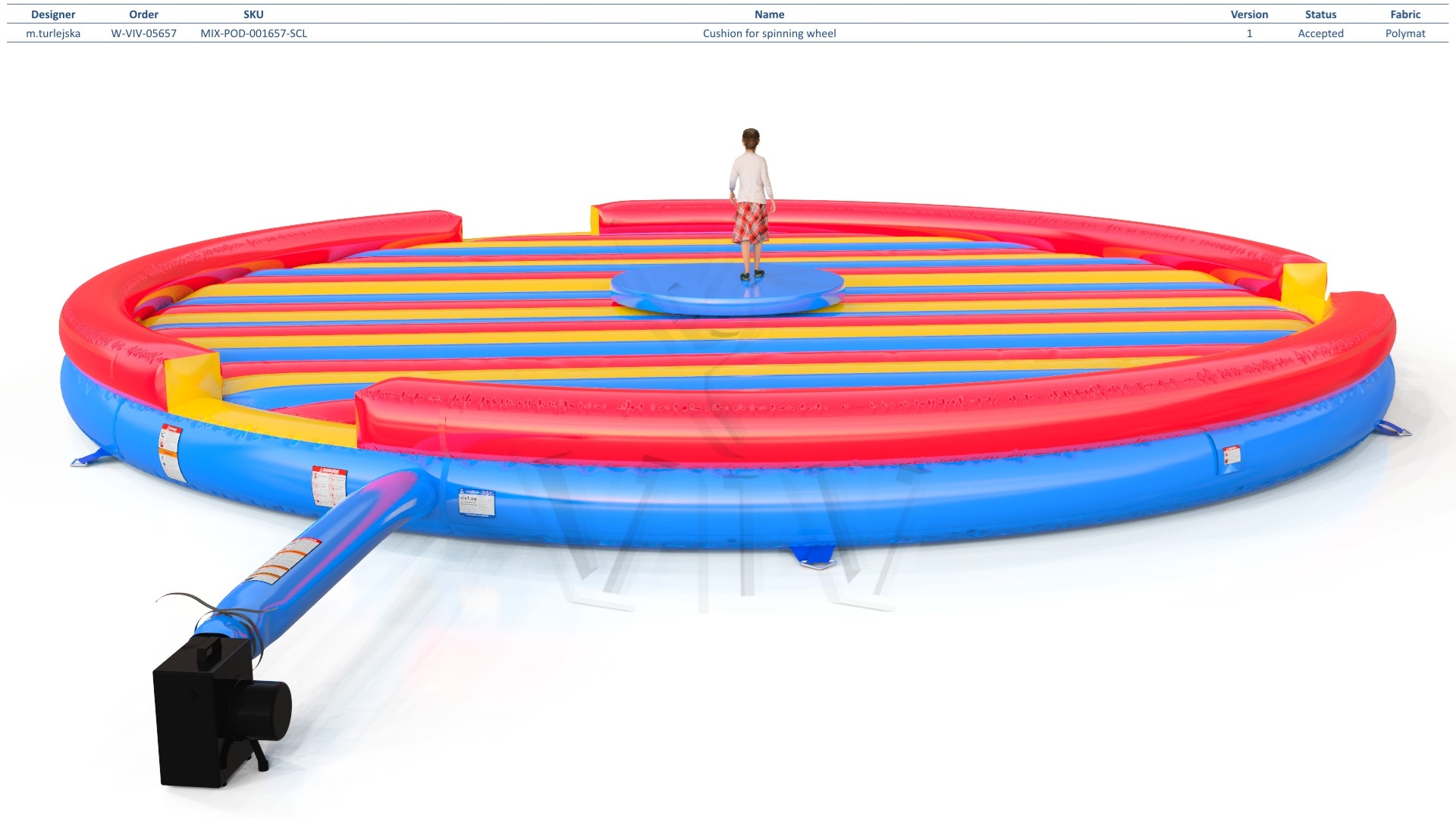 Air cushion for spinning whell commercial mechanical rodeo attraction