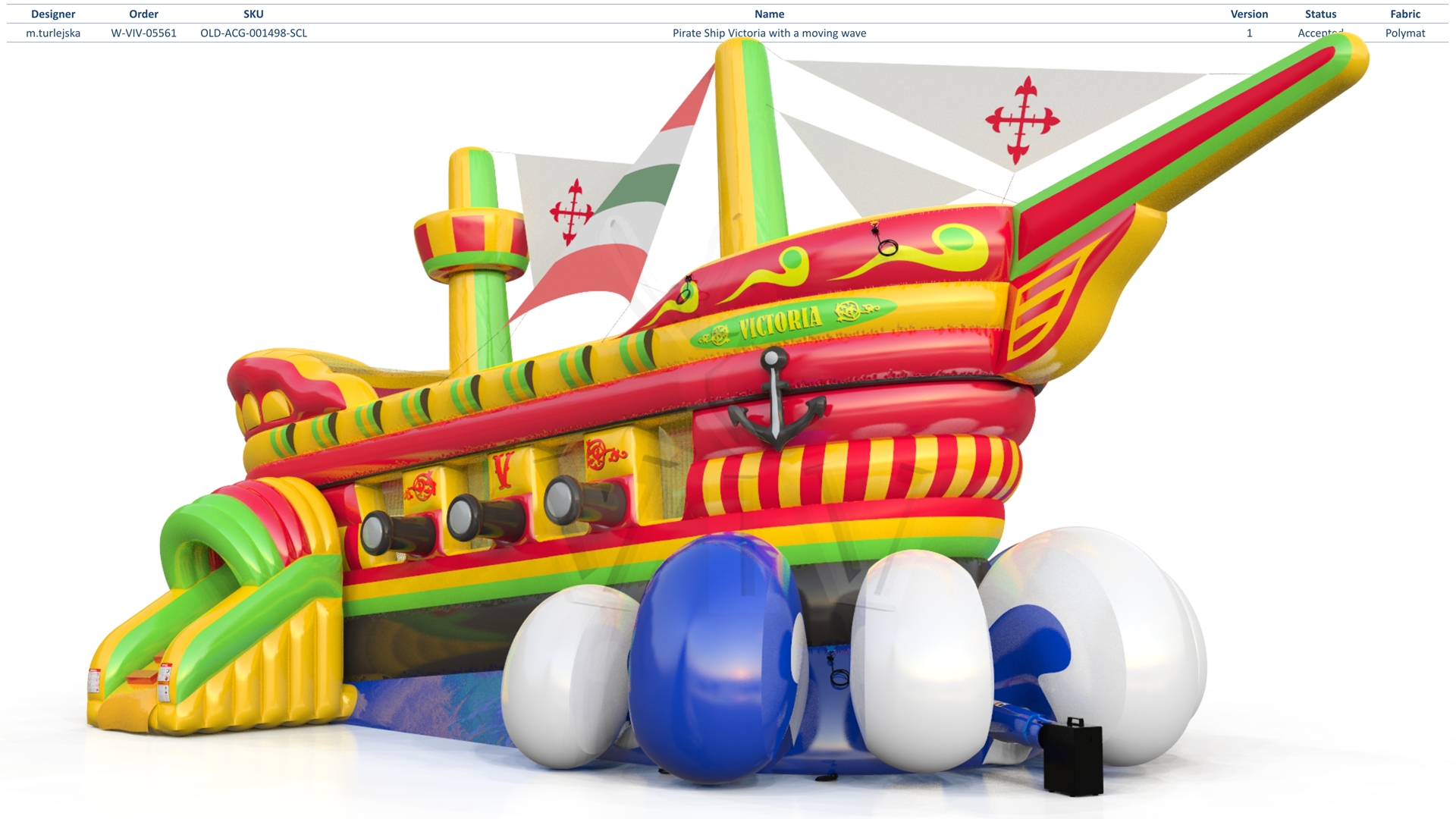 Pirate Ship Victoria with a movable wave (without a trailer) commercial inflatable ship attraction