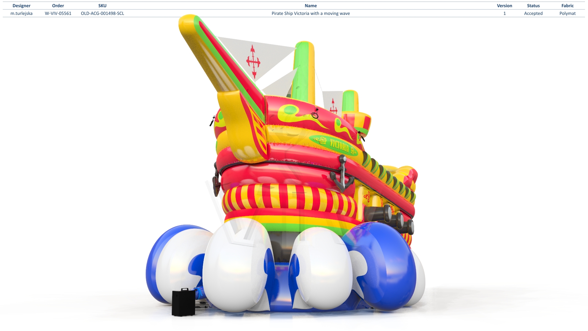 Pirate Ship Victoria with a movable wave (without a trailer) commercial inflatable ship attraction