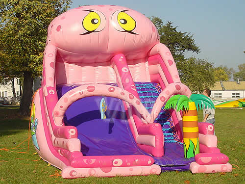 Octopus-shaped inflatable slide