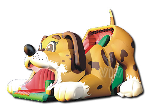 Dog-shaped inflatable slide