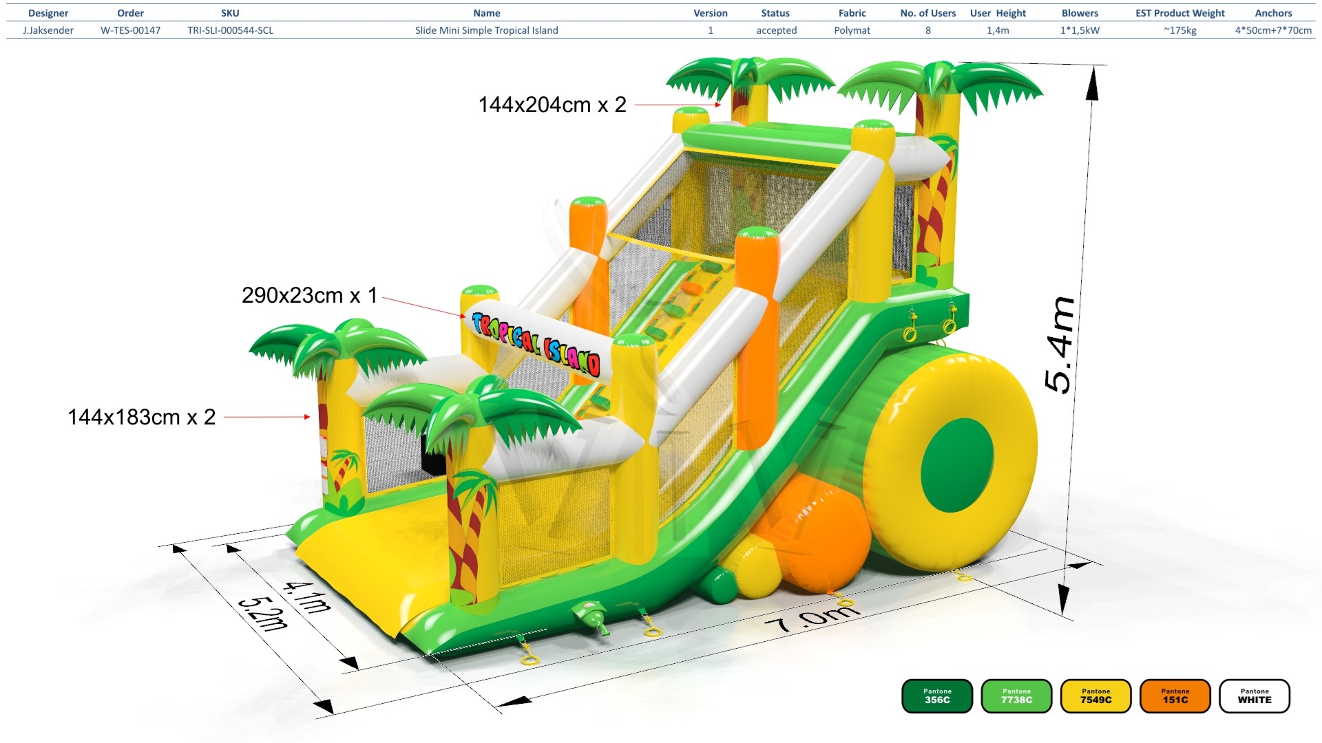 Mini Tropical Islands commercial inflatable slide