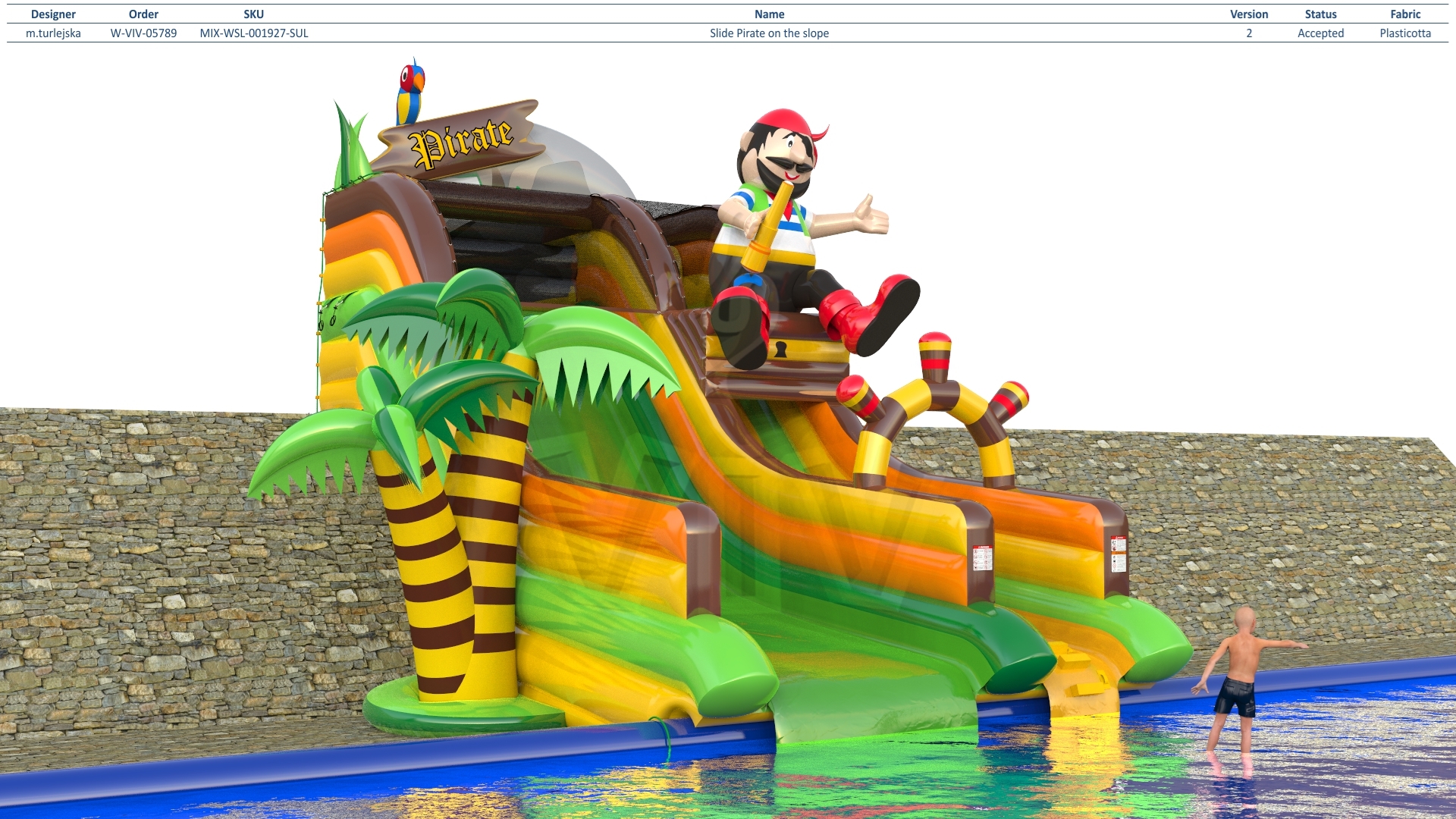 Pirate on the slope commercial inflatable slide