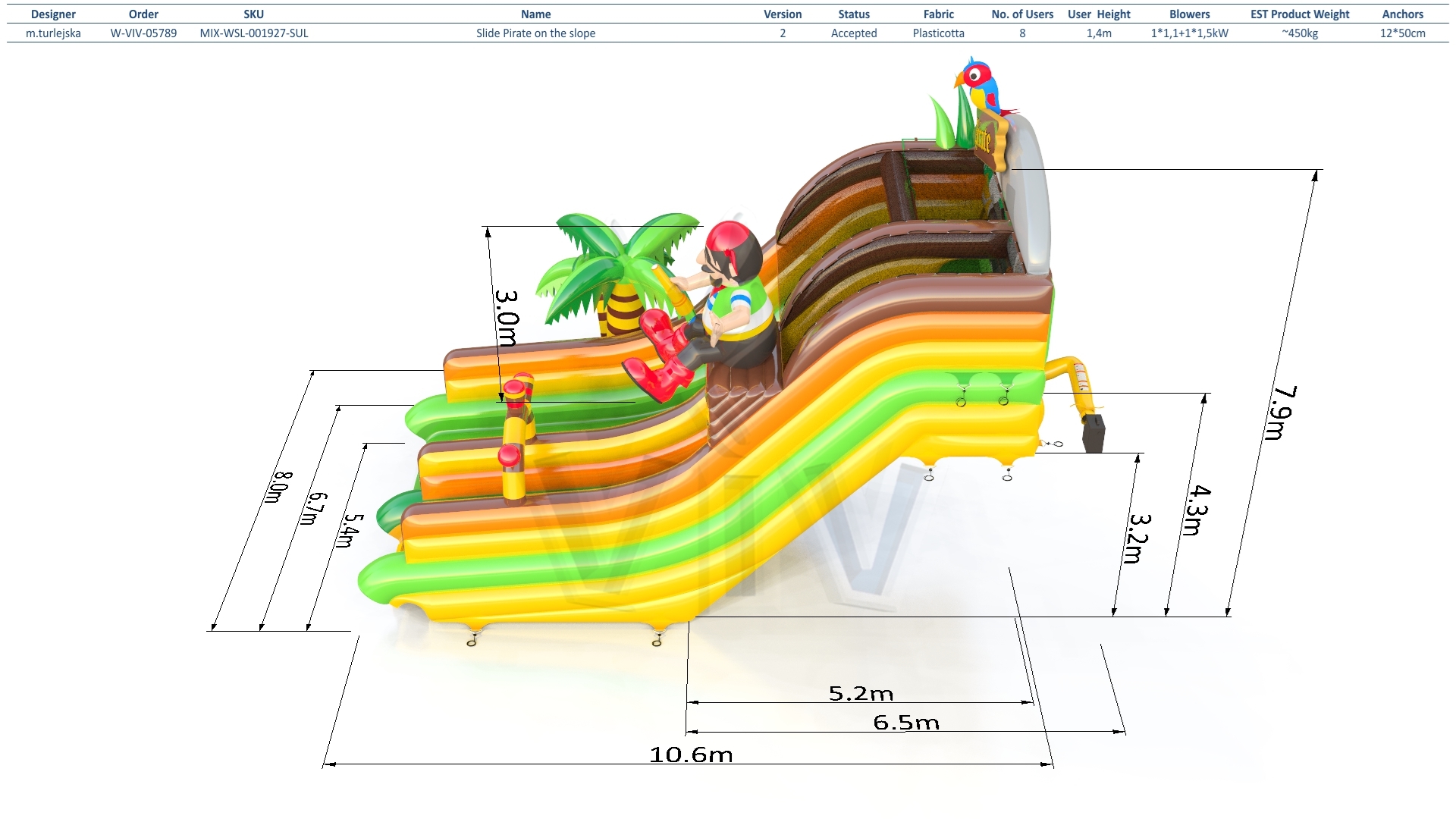Pirate on the slope commercial inflatable slide