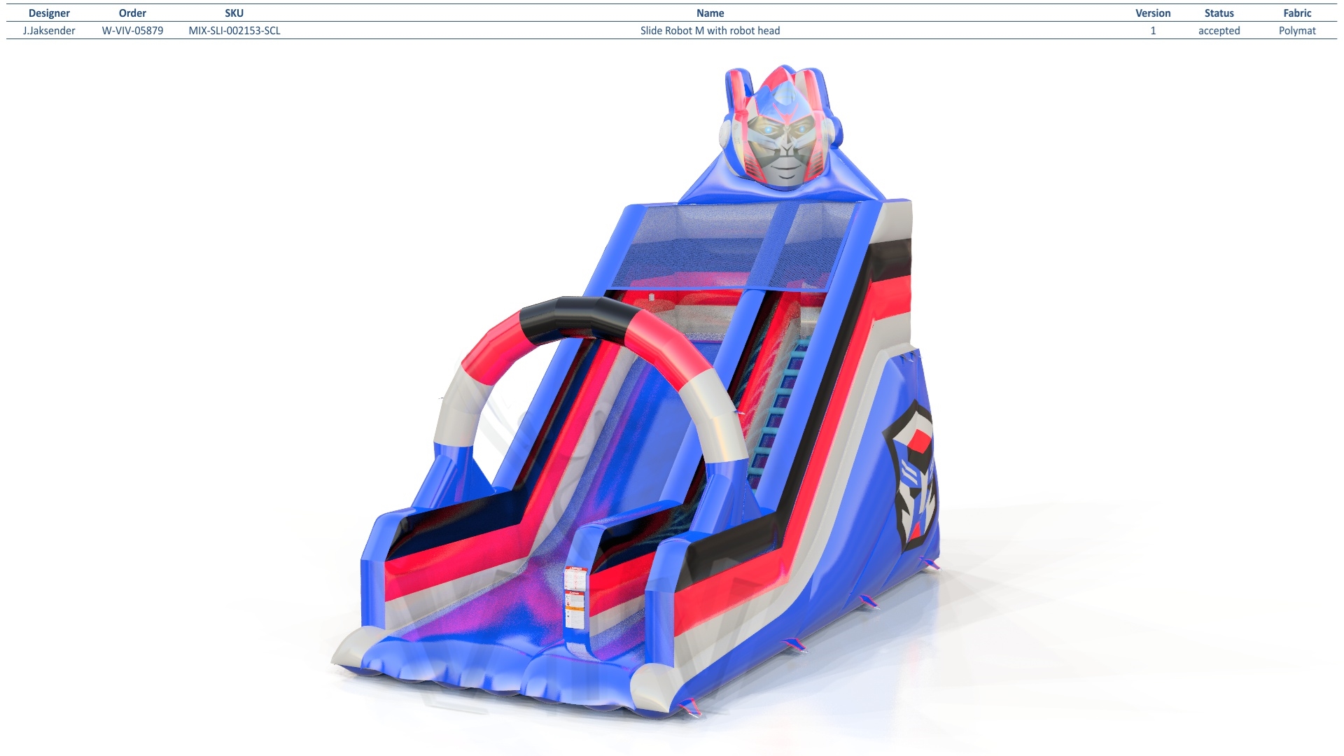 Robot M with robot head commercial inflatable slide