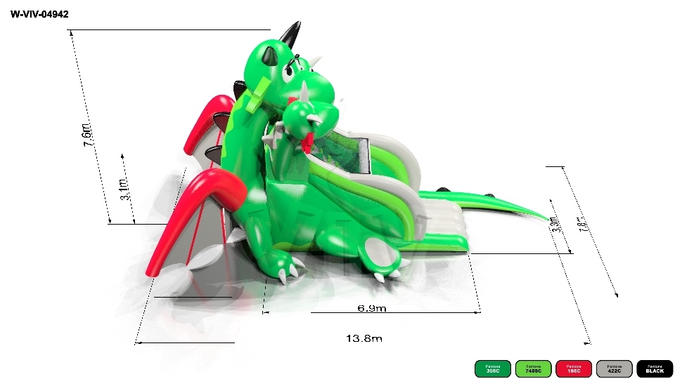 Slide Dragons 13,8 x 7,8 x 7,6 m commercial inflatable slide