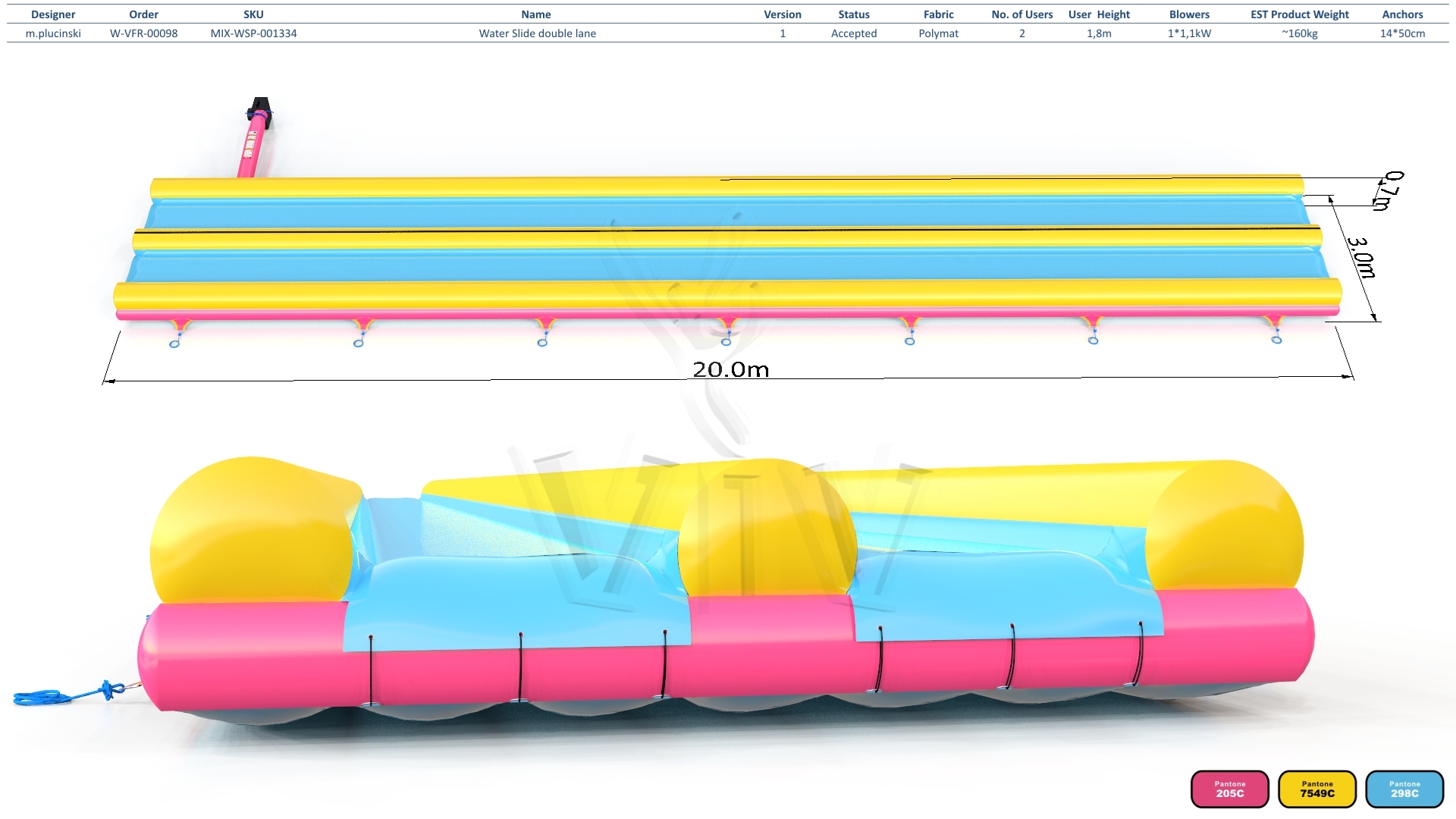 Water slide double lane commercial inflatable slide