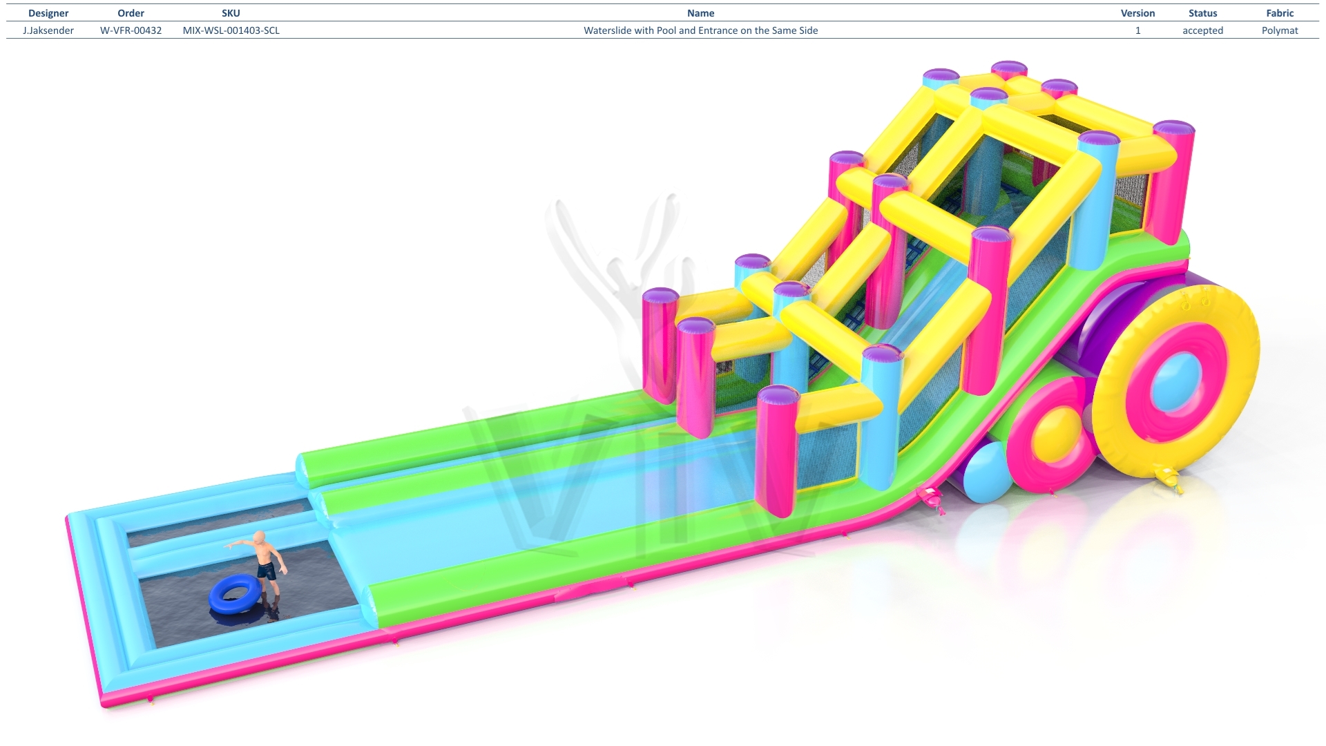 Waterslide with pool and Entrance on the Same Side commercial inflatable slide