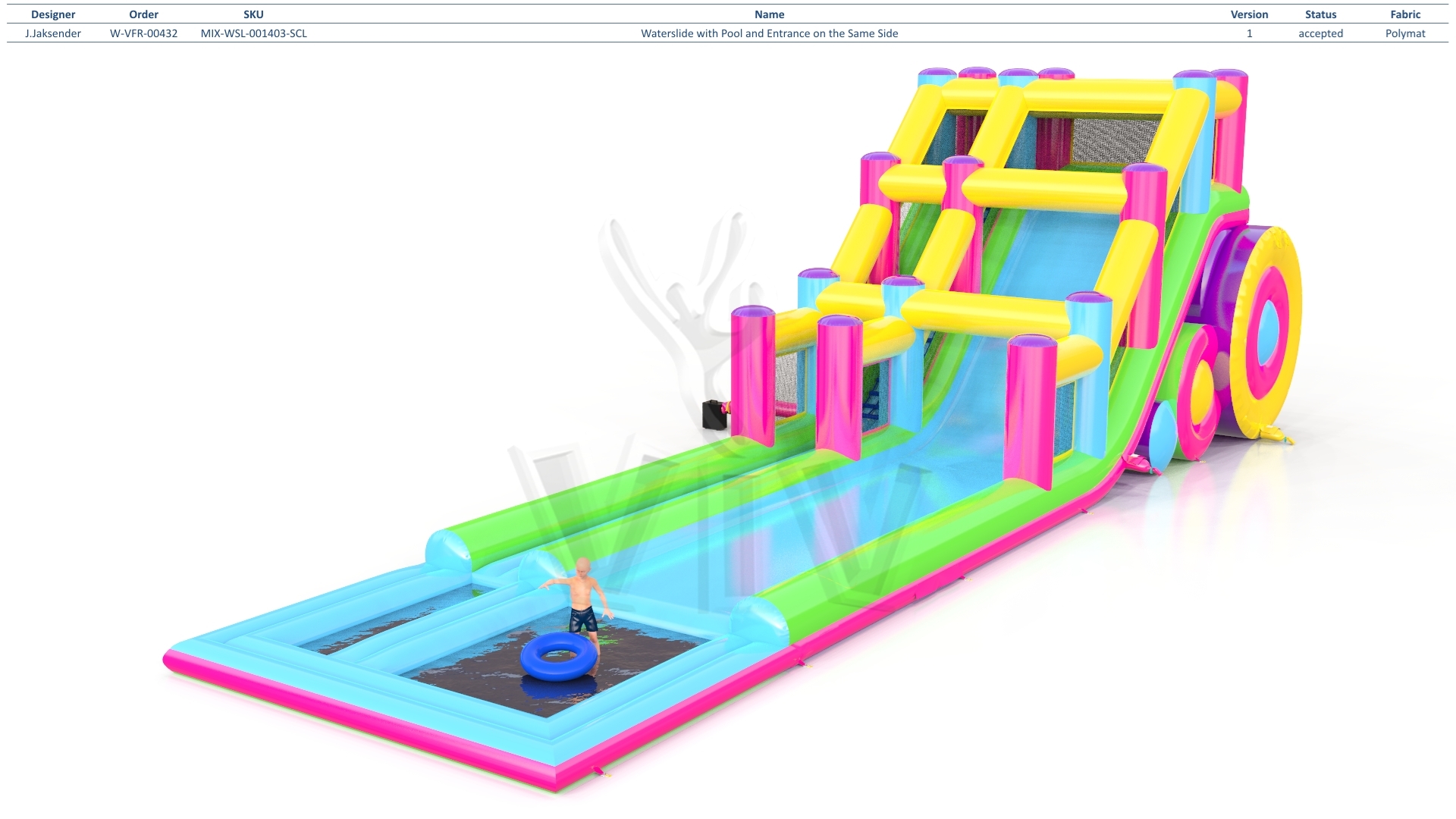 Waterslide with pool and Entrance on the Same Side commercial inflatable slide