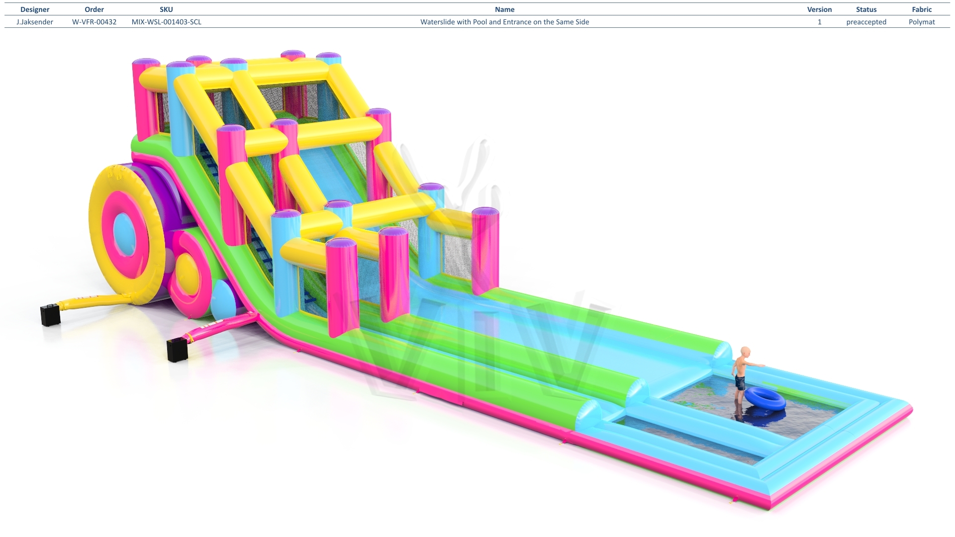 Waterslide with pool and Entrance on the Same Side commercial inflatable slide