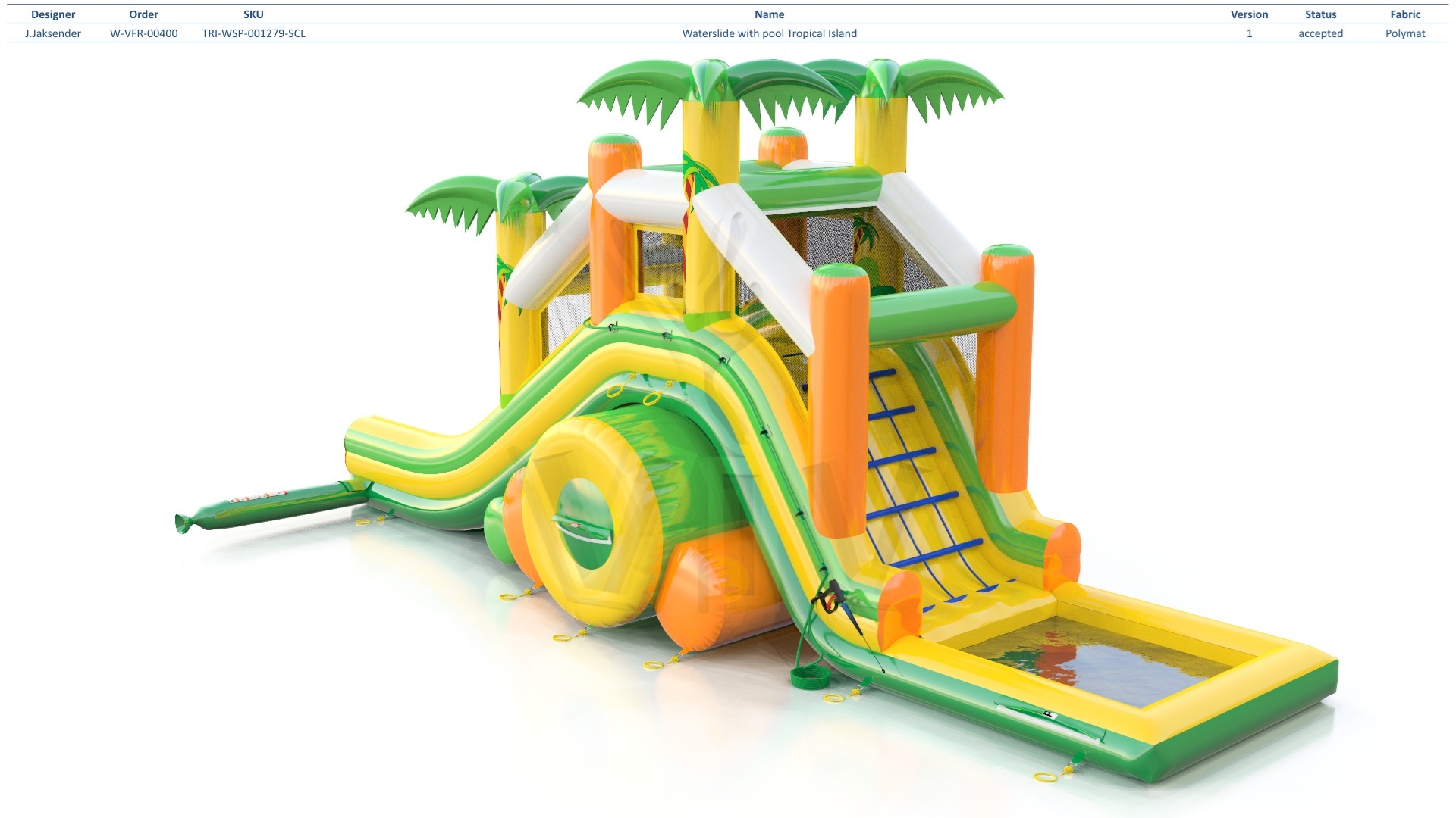 Waterslide with pool Tropical Islands commercial inflatable slide