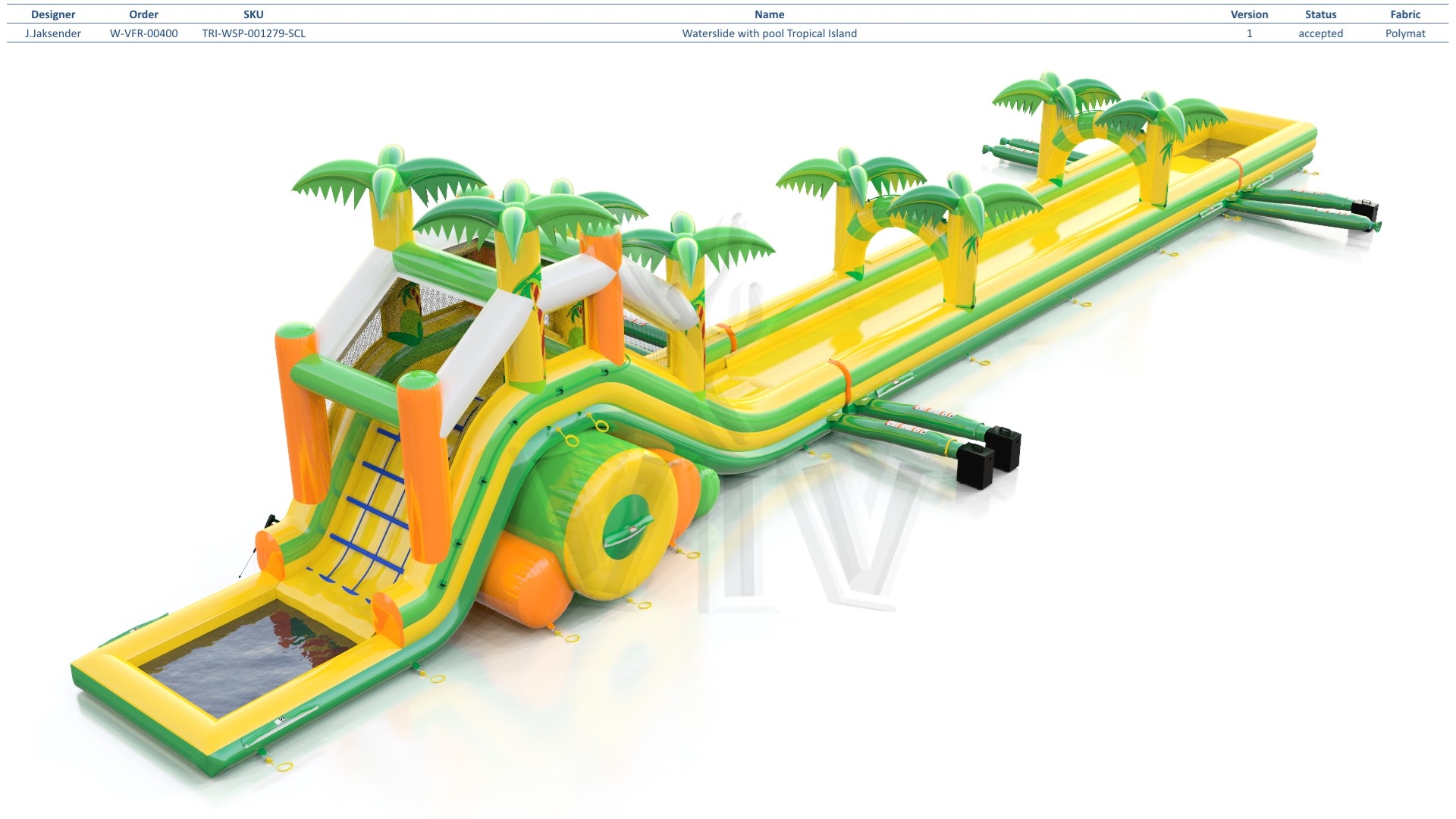 Waterslide with pool Tropical Islands commercial inflatable slide