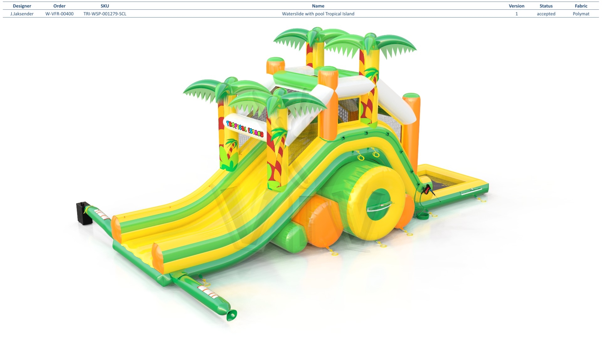 Waterslide with pool Tropical Islands commercial inflatable slide