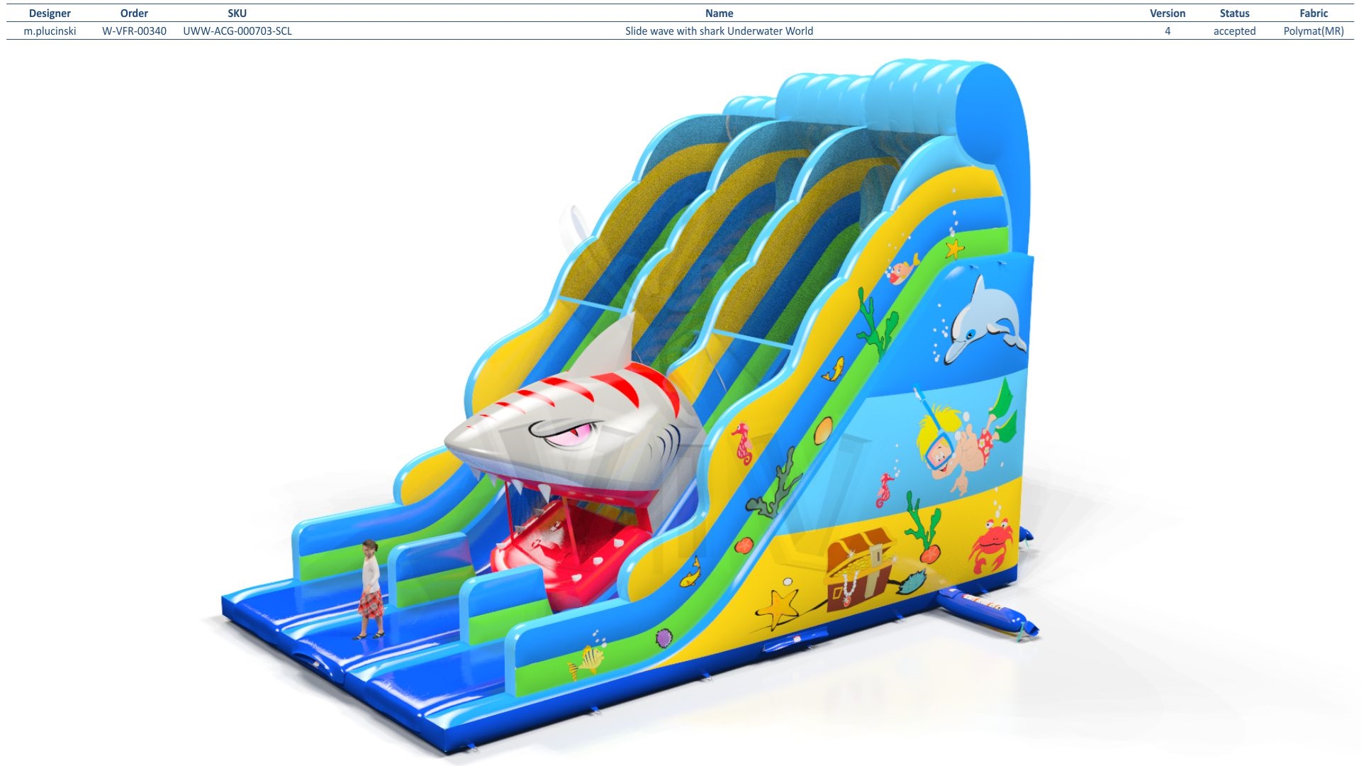 wave with shark Underwater World commercial inflatable slide