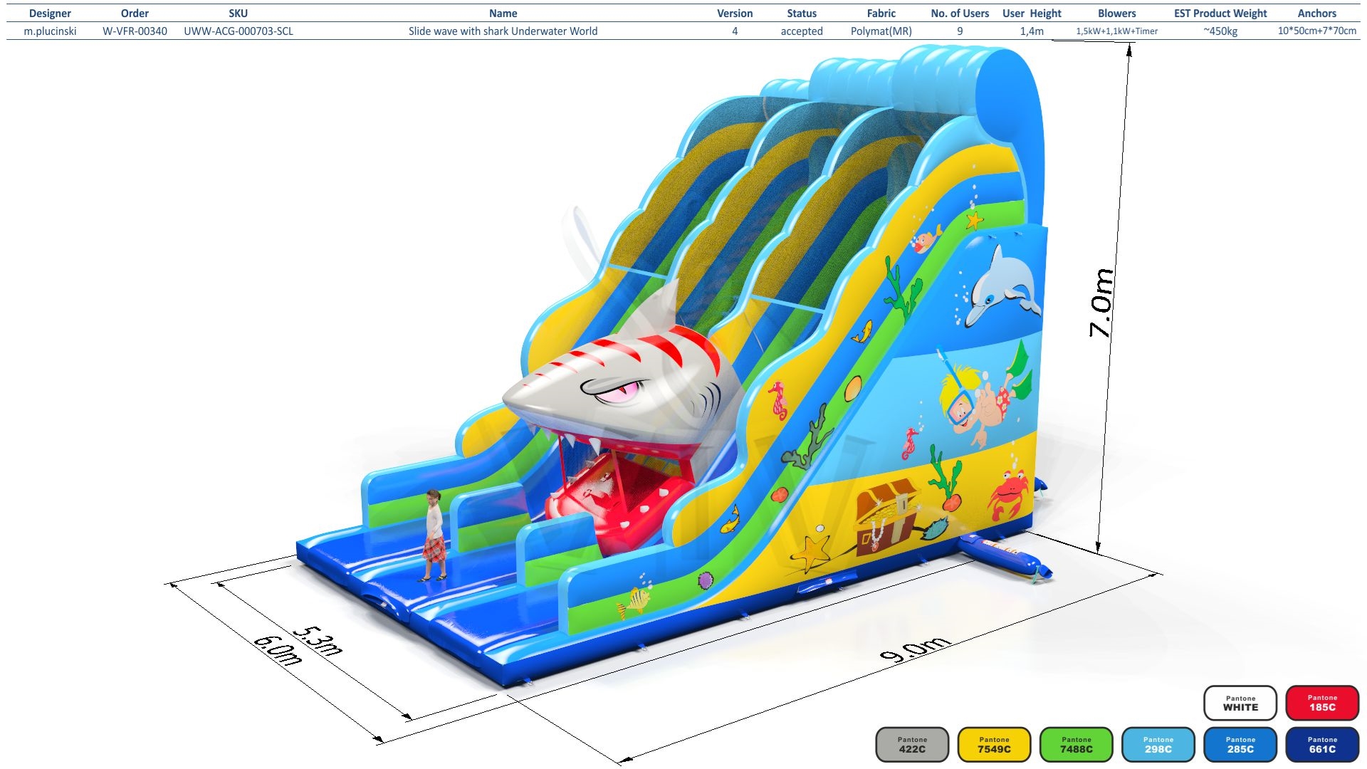 wave with shark Underwater World commercial inflatable slide