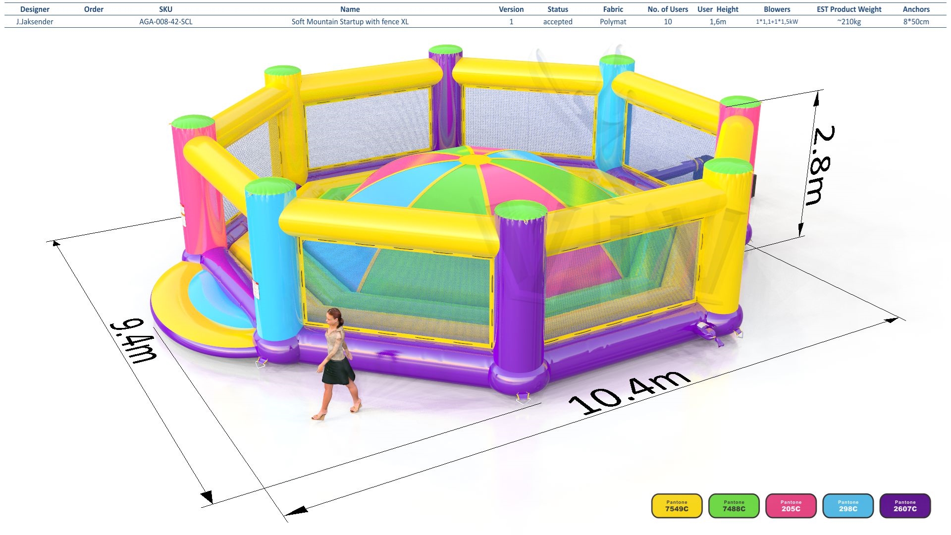 Soft Mountain Startup with fence XL - Extra Large with the floor under the bowl commercial inflatable soft mountain