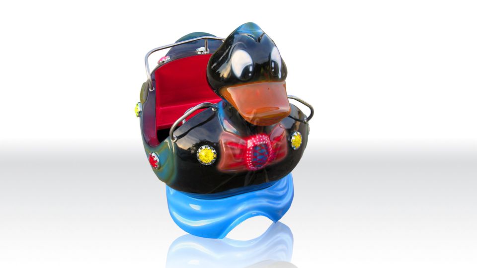 Duck commercial mechanical train attraction
