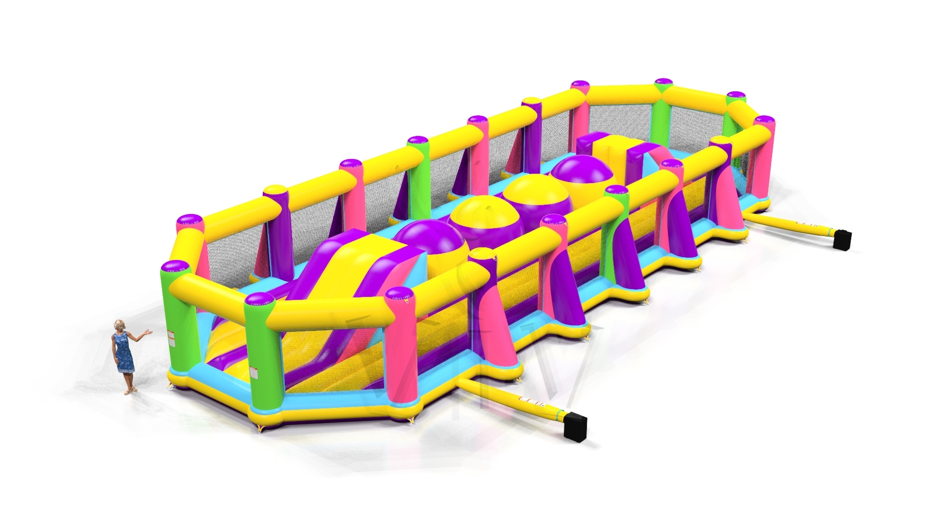 Wipe-out Startup XXL with fence commercial inflatable wipe-out attraction