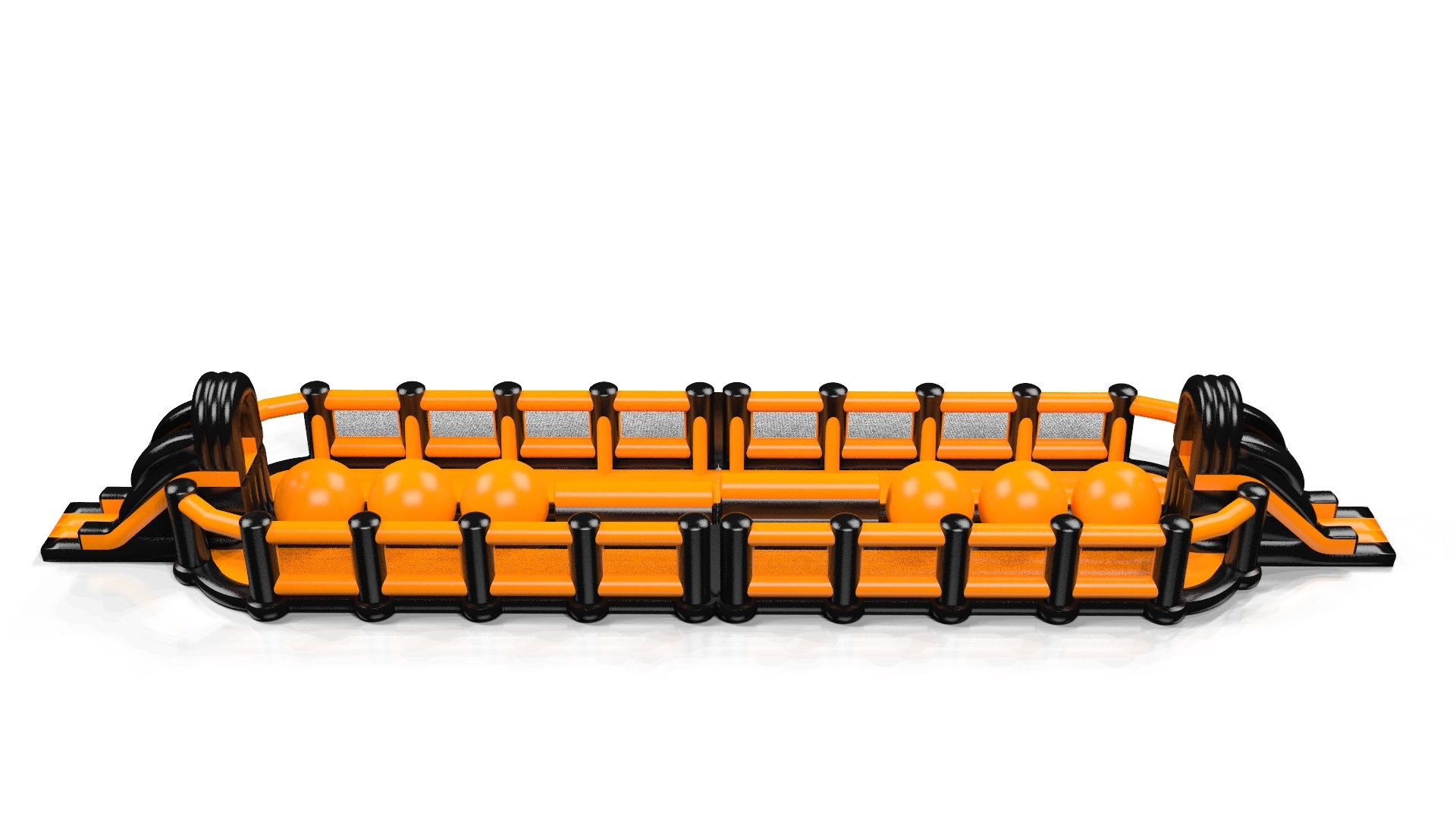 Wipe-Out with Balance Beam Black and Orange commercial inflatable wipe-out attraction