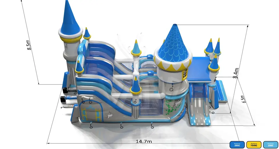 Slide with AC Aurora Castle commercial inflatable playground