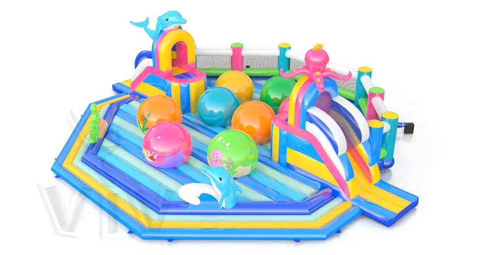 Wipe Out Unterwater World commercial inflatable wipe-out attraction