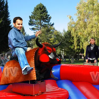 VIV mechanical rodeo bull attraction on an inflatable safety bed
